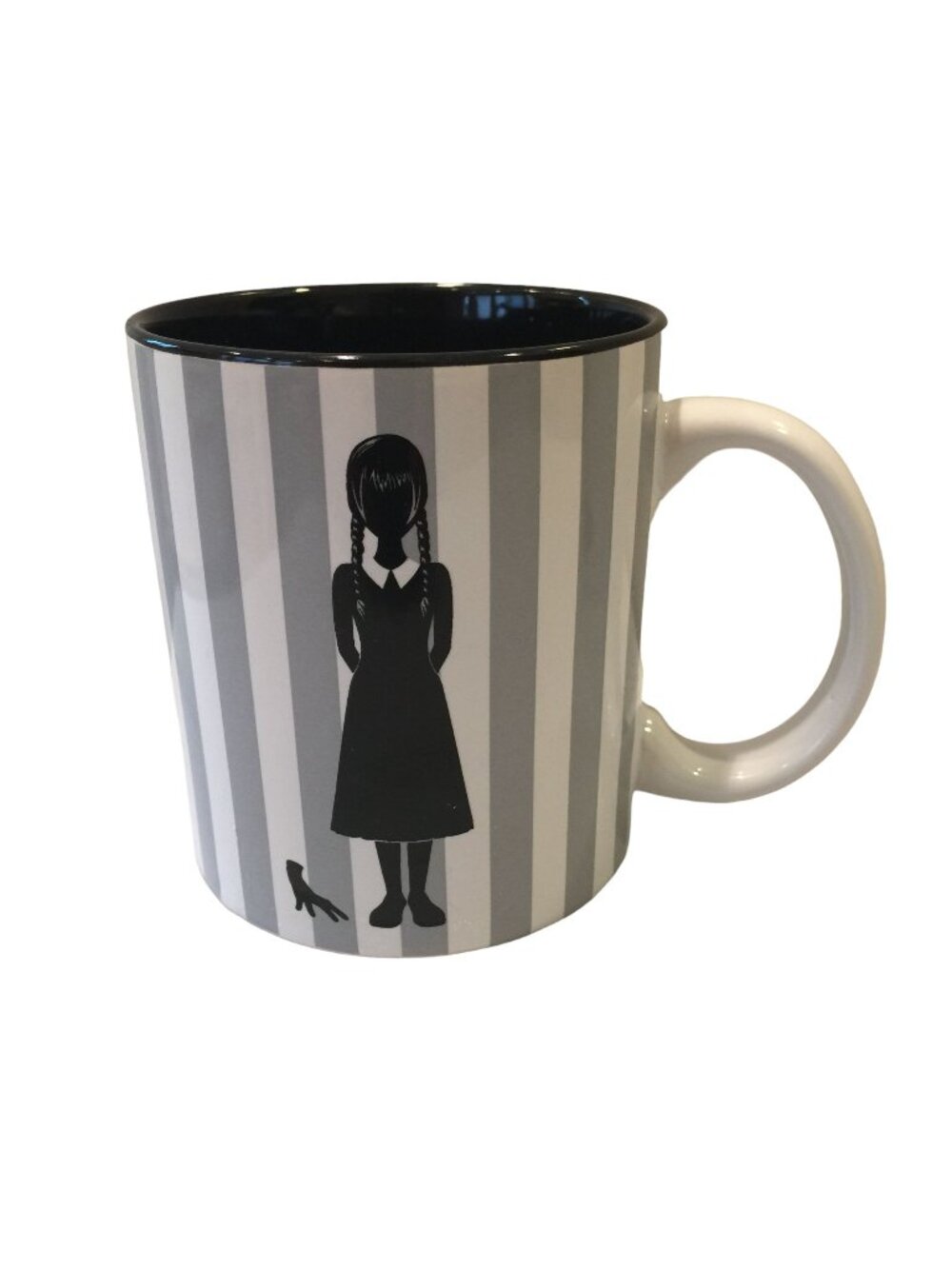 WEDNESDAY Striped Ceramic 20 oz Mug ON WEDNESDAY, WE WEAR BLACK
